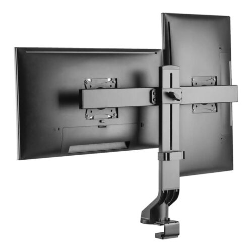EATON TRIPPLITE Dual-Display Monitor Arm with Desk Clamp and Grommet – Height Adjustable 17p to 27p Monitors