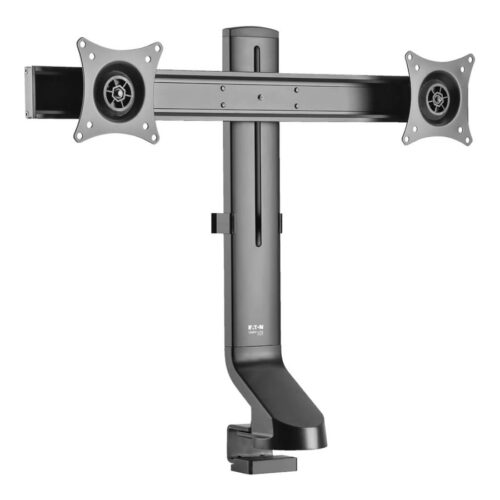 EATON TRIPPLITE Dual-Display Monitor Arm with Desk Clamp and Grommet – Height Adjustable 17p to 27p Monitors