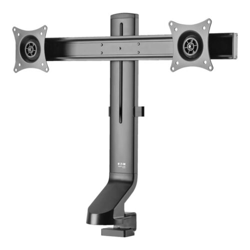 EATON TRIPPLITE Dual-Display Monitor Arm with Desk Clamp and Grommet – Height Adjustable 17p to 27p Monitors
