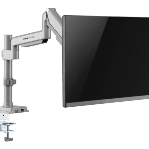 EATON TRIPPLITE Single-Display Flex-Arm Desktop Clamp for 13inch to 34p Displays – USB and Audio Ports Aluminum