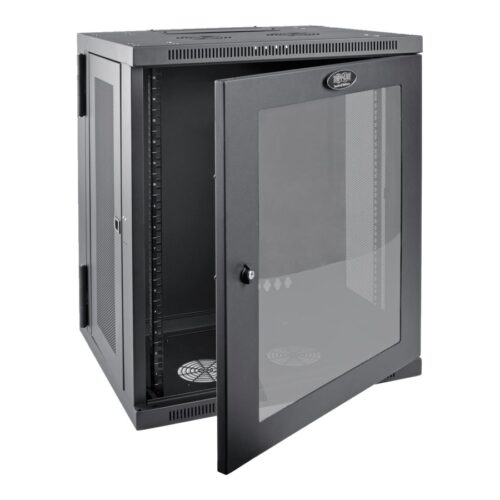EATON TRIPPLITE SmartRack 15U Low-Profile Switch-Depth Wall-Mount Half-Height Rack Enclosure Clear Acrylic Window