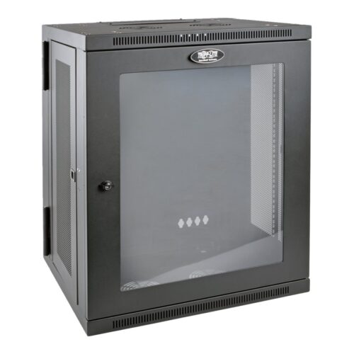 EATON TRIPPLITE SmartRack 15U Low-Profile Switch-Depth Wall-Mount Half-Height Rack Enclosure Clear Acrylic Window