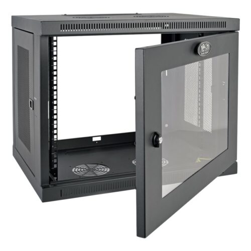 EATON TRIPPLITE SmartRack 9U Low-Profile Switch-Depth Wall-Mount Mini Rack Enclosure Clear Acrylic Window