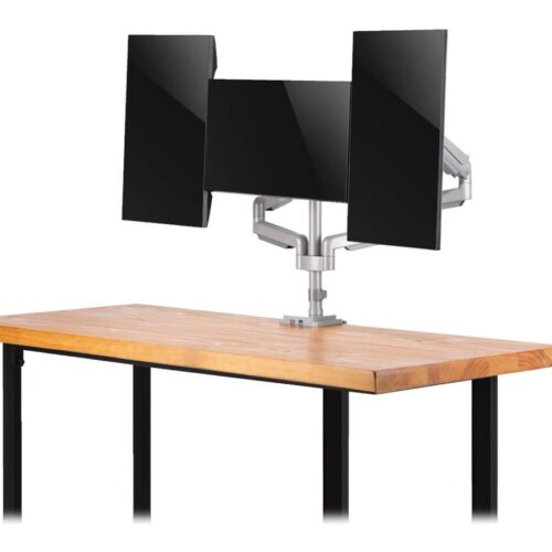 EATON TRIPPLITE Triple-Display Flex-Arm Desktop Clamp for 17inch to 30inch Flat-Screen Displays – USB and Audio Ports Aluminum