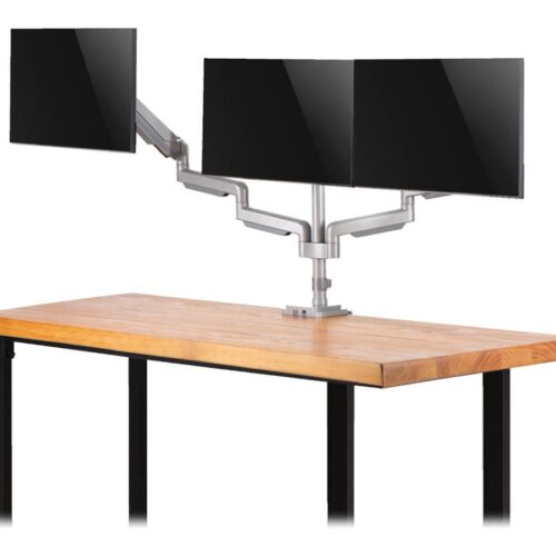 EATON TRIPPLITE Triple-Display Flex-Arm Desktop Clamp for 17inch to 30inch Flat-Screen Displays – USB and Audio Ports Aluminum