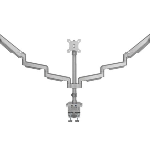 EATON TRIPPLITE Triple-Display Flex-Arm Desktop Clamp for 17inch to 30inch Flat-Screen Displays – USB and Audio Ports Aluminum