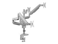 EATON TRIPPLITE Triple-Display Flex-Arm Desktop Clamp for 17inch to 30inch Flat-Screen Displays – USB and Audio Ports Aluminum