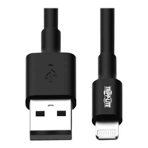 EATON TRIPPLITE USB-A to Lightning Sync/Charge Cable MFi Certified – Black M/M USB 2.0 3ft. 0.91m