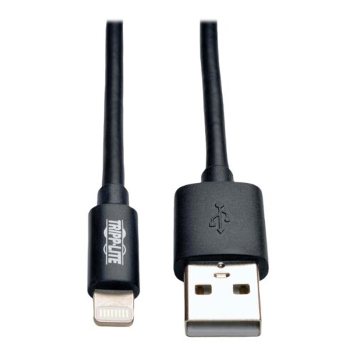 EATON TRIPPLITE USB-A to Lightning Sync/Charge Cable MFi Certified – Black M/M USB 2.0 3ft. 0.91m