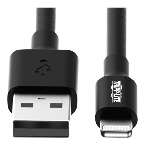 EATON TRIPPLITE USB-A to Lightning Sync/Charge Cable MFi Certified – Black M/M USB 2.0 3ft. 0.91m