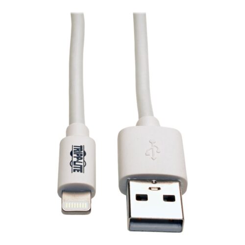 EATON TRIPPLITE USB-A to Lightning Sync/Charge Cable MFi Certified – White M/M USB 2.0 10ft. 3.05m