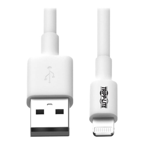 EATON TRIPPLITE USB-A to Lightning Sync/Charge Cable MFi Certified – White M/M USB 2.0 3ft. 0.91m