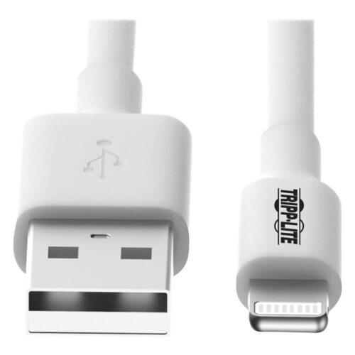 EATON TRIPPLITE USB-A to Lightning Sync/Charge Cable MFi Certified – White M/M USB 2.0 3ft. 0.91m