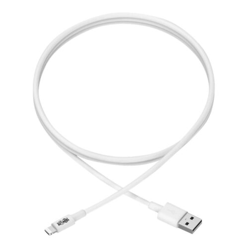 EATON TRIPPLITE USB-A to Lightning Sync/Charge Cable MFi Certified – White M/M USB 2.0 3ft. 0.91m