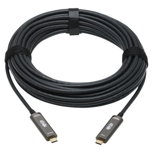 EATON TRIPPLITE USB-C AOC Cable M/M – USB 3.2 Gen 2 10 Gbps Plenum-Rated Fiber Active Optical Cable – Black 10m
