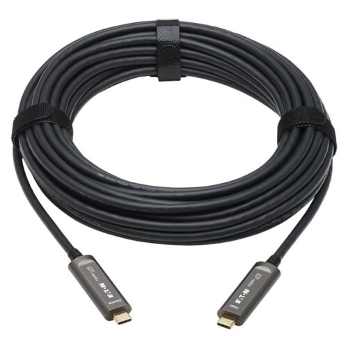 EATON TRIPPLITE USB-C AOC Cable M/M – USB 3.2 Gen 2 10 Gbps Plenum-Rated Fiber Active Optical Cable – Black 10m