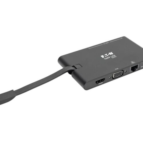 EATON TRIPPLITE USB-C Dock 4K HDMI VGA USB 3.2 Gen 1 USB-A/C Hub GbEemory Card 100W PD Charging
