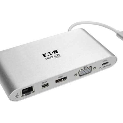 EATON TRIPPLITE USB-C Dock Dual Display 4K HDMI/mDP VGA USB 3.2 Gen 1 USB-A/C Hub GbE Memory Card 100W PD Charging