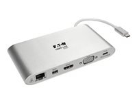 EATON TRIPPLITE USB-C Dock Dual Display 4K HDMI/mDP VGA USB 3.2 Gen 1 USB-A/C Hub GbE Memory Card 100W PD Charging