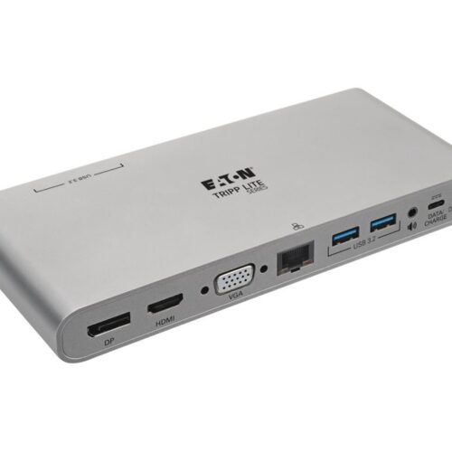 EATON TRIPPLITE USB-C Dock Triple Display – 4K HDMI/DisplayPort VGA USB 3.2 Gen 1 USB-A/USB-C Hub GbE 100W PD Charging International