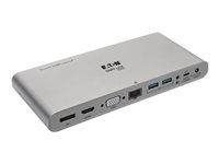 EATON TRIPPLITE USB-C Dock Triple Display – 4K HDMI/DisplayPort VGA USB 3.2 Gen 1 USB-A/USB-C Hub GbE 100W PD Charging International