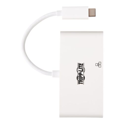 EATON TRIPPLITE USB-C Multiport Adapter – 4K HDMI USB-A Port GbE 60W PD Charging HDCP White