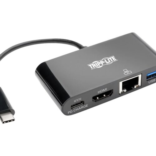 EATON TRIPPLITE USB-C Multiport Adapter – HDMI USB 3.0 Port GbE 60W PD Charging HDCP Black