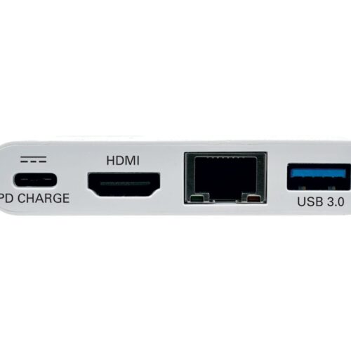 EATON TRIPPLITE USB-C Multiport Adapter – HDMI USB 3.0 Port GbE 60W PD Charging HDCP White