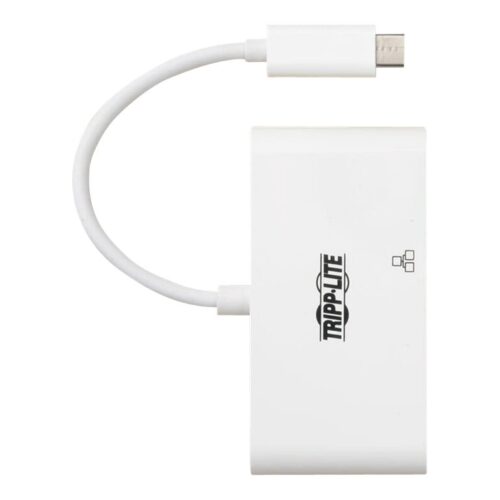 EATON TRIPPLITE USB-C Multiport Adapter – HDMI USB 3.0 Port GbE 60W PD Charging HDCP White