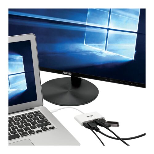EATON TRIPPLITE USB-C Multiport Adapter – HDMI USB 3.0 Port GbE 60W PD Charging HDCP White