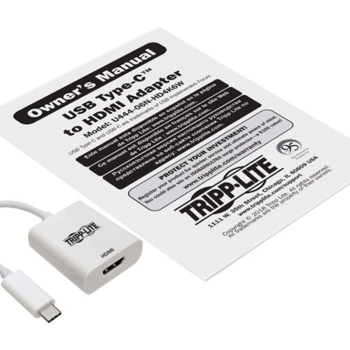 EATON TRIPPLITE USB-C to HDMI Adapter M/F – 4K 60Hz HDCP 2.2 White