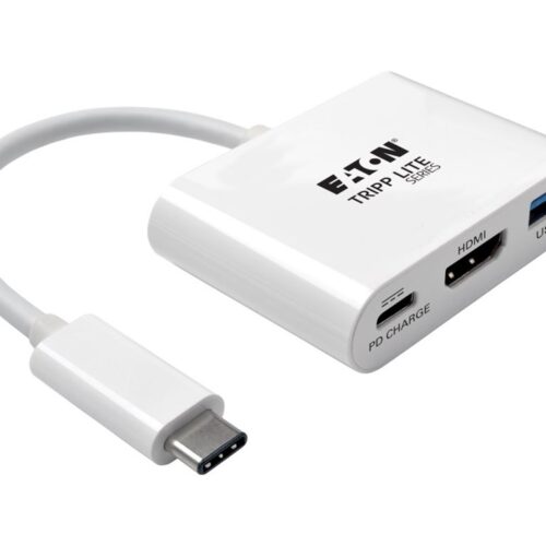 EATON TRIPPLITE USB-C to HDMI Adapter with USB-A Port and PD Charging HDCP White