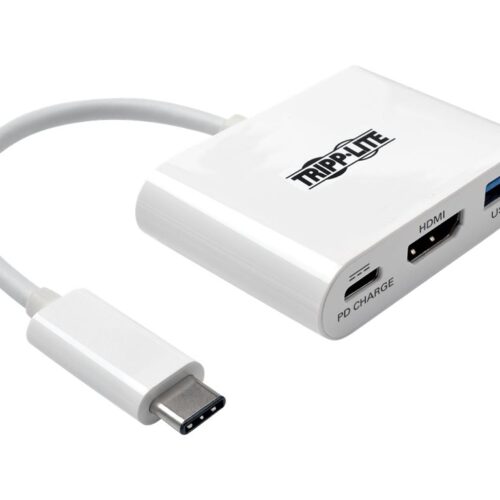 EATON TRIPPLITE USB-C to HDMI Adapter with USB-A Port and PD Charging HDCP White