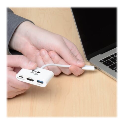EATON TRIPPLITE USB-C to HDMI Adapter with USB-A Port and PD Charging HDCP White