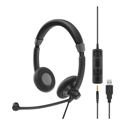 EPOS SC 75 USB MS double-sided wired headset with both 3.5 mm jack and USB connectivity