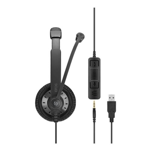 EPOS SC 75 USB MS double-sided wired headset with both 3.5 mm jack and USB connectivity