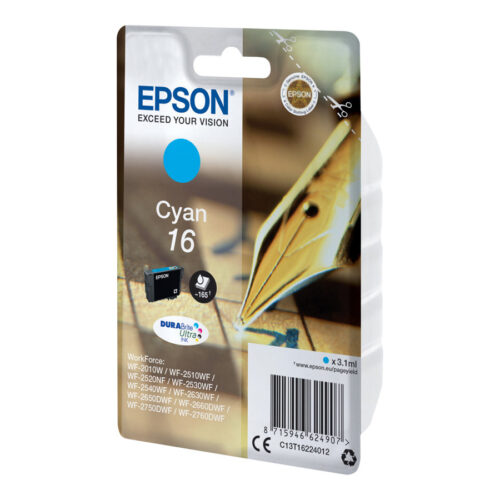 EPSON 1LB 16 ink cartridge cyan standard capacity 3.1ml 165 pages 1-pack blister without alarm