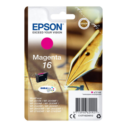 EPSON 1LB 16 ink cartridge magenta standard capacity 3.1ml 165 pages 1-pack blister without alarm