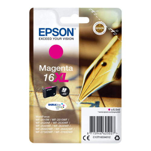 EPSON 1LB 16XL ink cartridge magenta high capacity 6.5ml 450 pages 1-pack RF-AM blister w/s