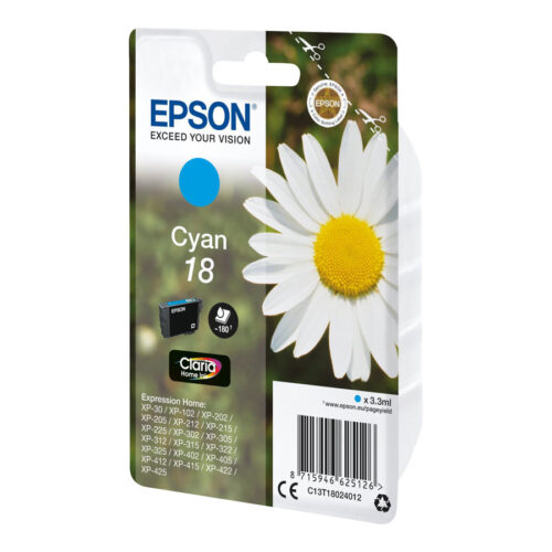 EPSON 1LB 18 ink cartridge cyan standard capacity 3.3ml 180 pages 1-pack RF-AM blister w/s