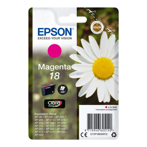 EPSON 1LB 18 ink cartridge magenta standard capacity 3.3ml 180 pages 1-pack blister without alarm