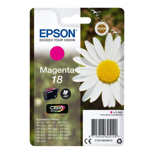 EPSON 1LB 18 ink cartridge magenta standard capacity 3.3ml 180 pages 1-pack RF-AM blister w/s