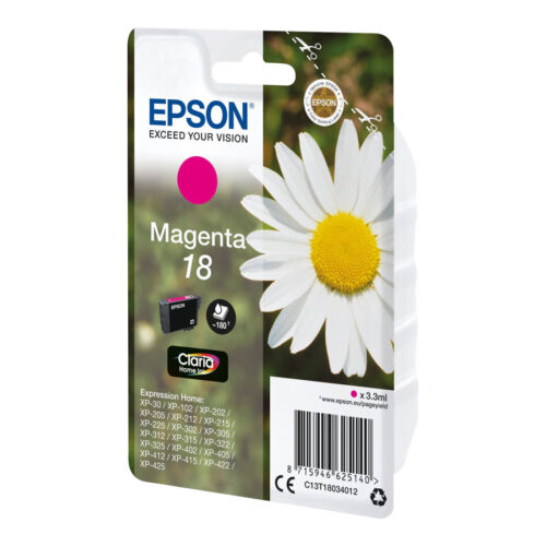 EPSON 1LB 18 ink cartridge magenta standard capacity 3.3ml 180 pages 1-pack RF-AM blister w/s