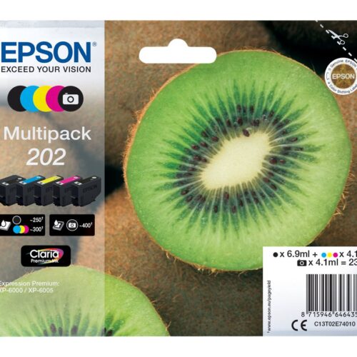 EPSON 1LB 202 Mpack Ink Cartridge PBK BK C M Y with security w/s