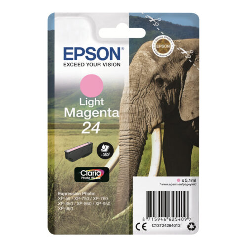 EPSON 1LB 24 ink cartridge light magenta standard capacity 5.1ml 360 pages 1-pack blister without alarm
