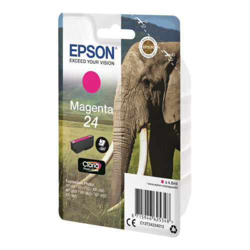 EPSON 1LB 24 ink cartridge magenta standard capacity 4.6ml 360 pages 1-pack blister without alarm