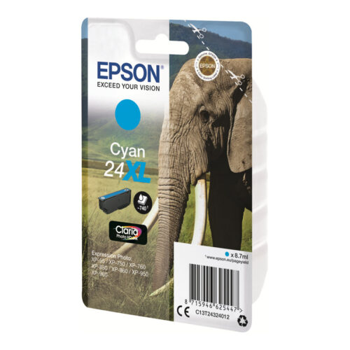 EPSON 1LB 24XL ink cartridge cyan high capacity 8.7ml 740 pages 1-pack blister without alarm