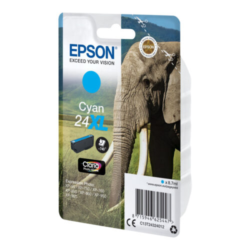 EPSON 1LB 24XL ink cartridge cyan high capacity 8.7ml 740 pages 1-pack RF-AM blister w/s