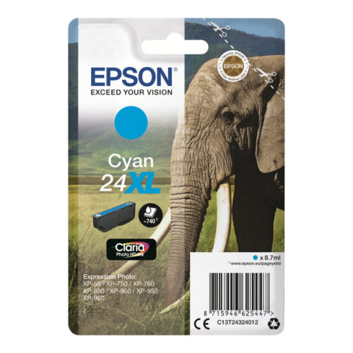 EPSON 1LB 24XL ink cartridge cyan high capacity 8.7ml 740 pages 1-pack RF-AM blister w/s