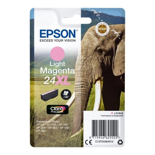EPSON 1LB 24XL ink cartridge light magenta high capacity 9.8ml 740 pages 1-pack blister without alarm